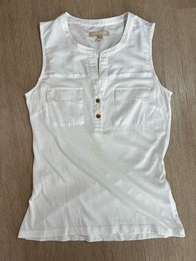 Y2K Banana Republic Chic Elegant Women’s Small Sleeveless Henley Pocket Tank